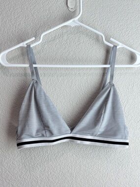 French Affair Triangle Bralette Bra Gray Black Stripe Large